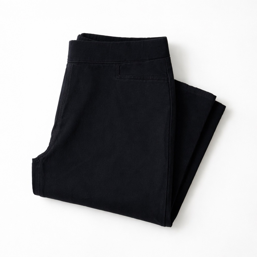 Susan Graver Weekend Black Pull On Straight Leg Pants Women's Size S‎